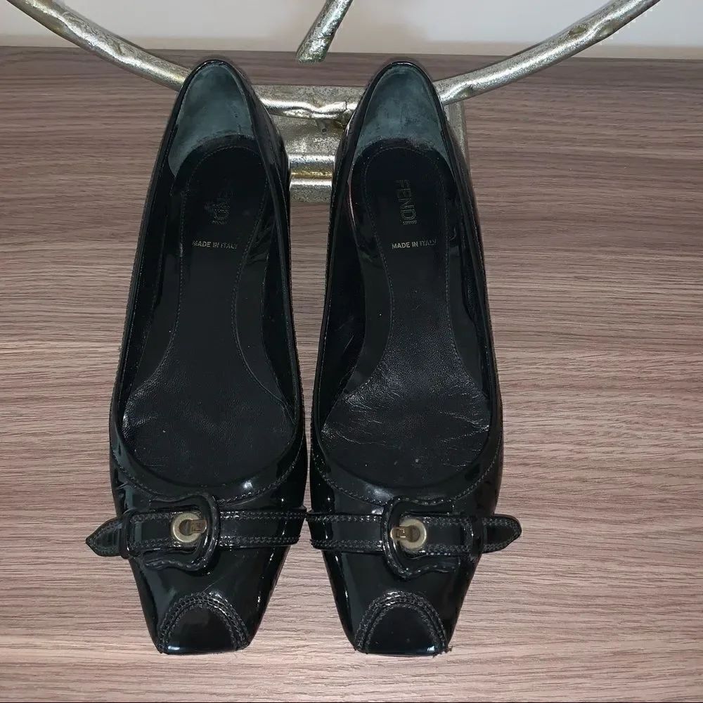 Fendi buckle shoes patent leather